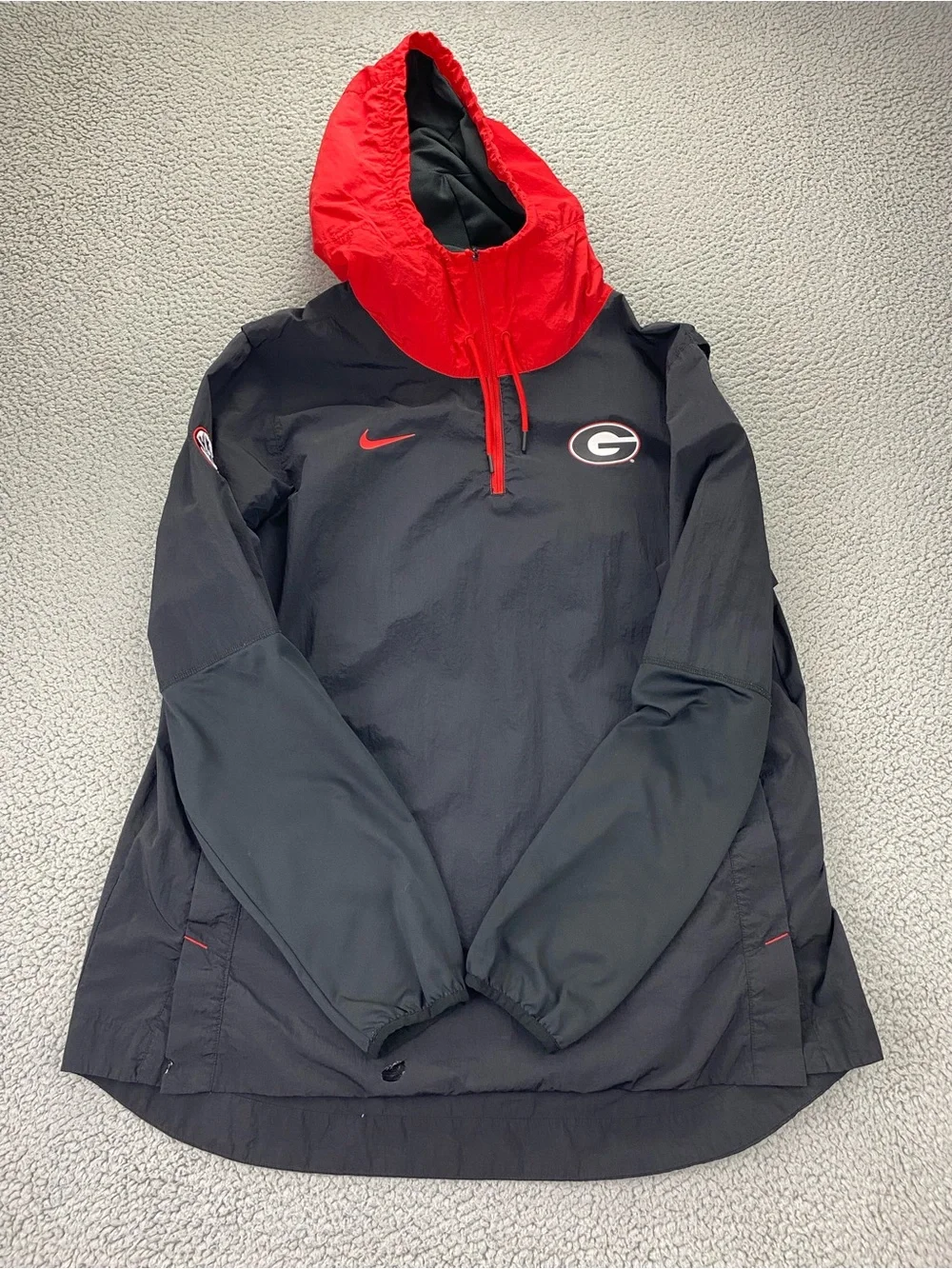 Nike Hooded Windbreaker Jacket Men S Georgia Bulldogs On Field 1/4 Zip   Size XL